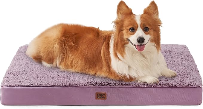 EHEYCIGA Orthopedic Dog Bed Large with Removable Washable Cover, 35x23 | Egg Crate Foam Support, Durable Oxford fabric, Non-Slip Bottom, Machine Washable, Soft Waterproof Plush Pet Bed Mat For Crate by EHEYCIGA