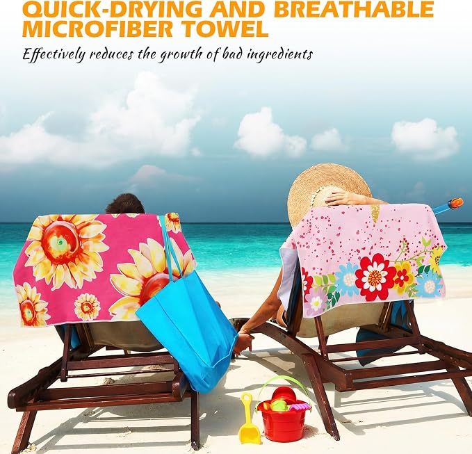 Newwiee 12 Pieces Large Microfiber Beach Towel Set Oversized 59 x 27.5 Inch Beach Pool Towel Bulk Quick Dry Lightweight Colorful Soft Absorbent for Adults Travel Swimming Supplies(Lighthouse) - Image 6