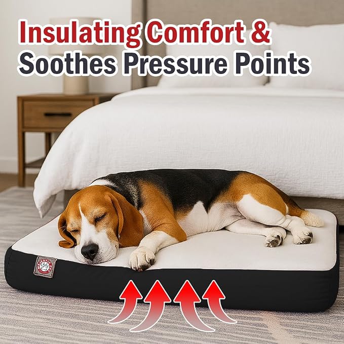 Majestic Pet 48x34x3 Inch Black Orthopedic Memory Foam Rectangle Dog Bed – Large Size Crate Dog Bed for Dogs with Joint Pain, Arthritis – Durable Pet Mattress with Egg Crate Foam, Washable Cover - Image 3