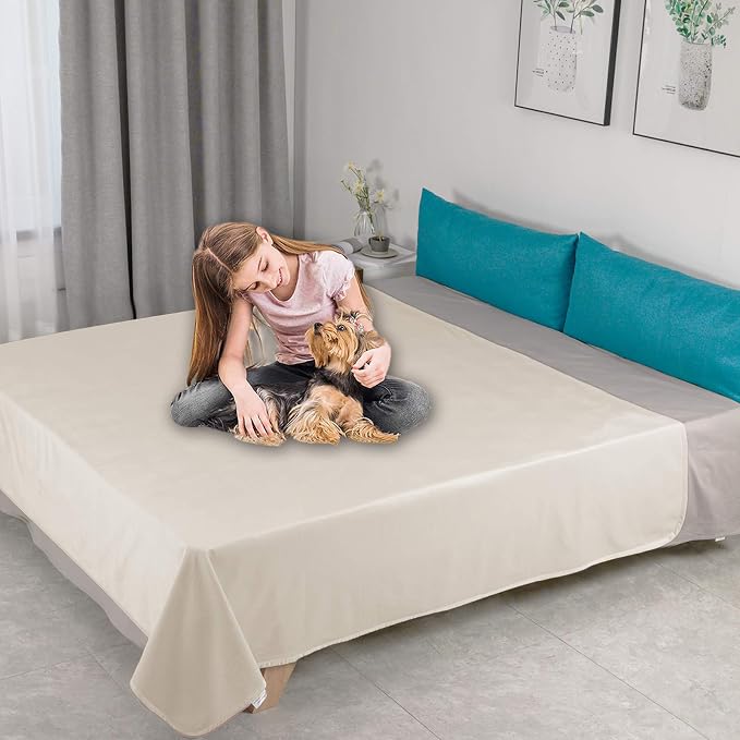 Ameritex Pet Bed Blanket Reversible 100% Waterproof Velvet Super Soft for Sofa and Bed (82x82 Inches, Cream+Sand) - Image 8