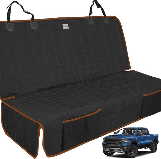 Dog Car Seat Cover for Back Seat, 61-Inch Waterproof Bench Protector | Brown Washable Truck Seat Cover for Dogs, Nonslip Bench Protector for F150, Ram 1500, GMC Sierra, Toyota and Silverado by Reliadura