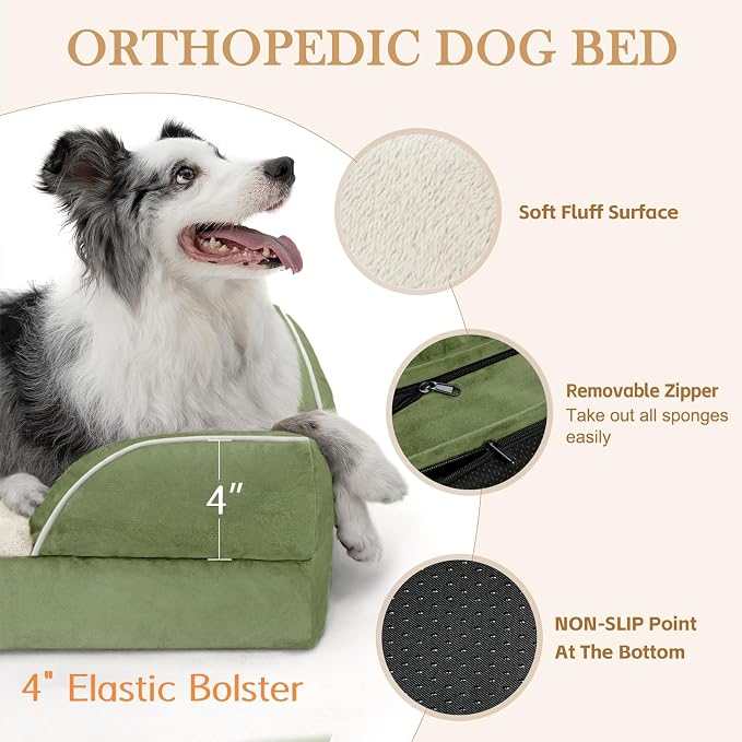 Comfort Expression Orthopedic Dog Bed for Medium Size Dog with Bolster | Waterproof Dog Couch Bed with Washable Cover & Non-Slip Bottom, Supportive Egg Crate Foam Medium Pet Bed, 30x20 Inch - Image 6