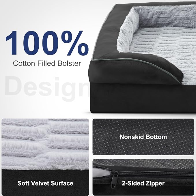 FURTIME Orthopedic Dog Bed for Medium Size Dog, Waterproof Dog Beds, 35x25x6.5 Supportive Foam Pet Couch Bed with Removable Washable Cover and Nonskid Bottom - Image 4