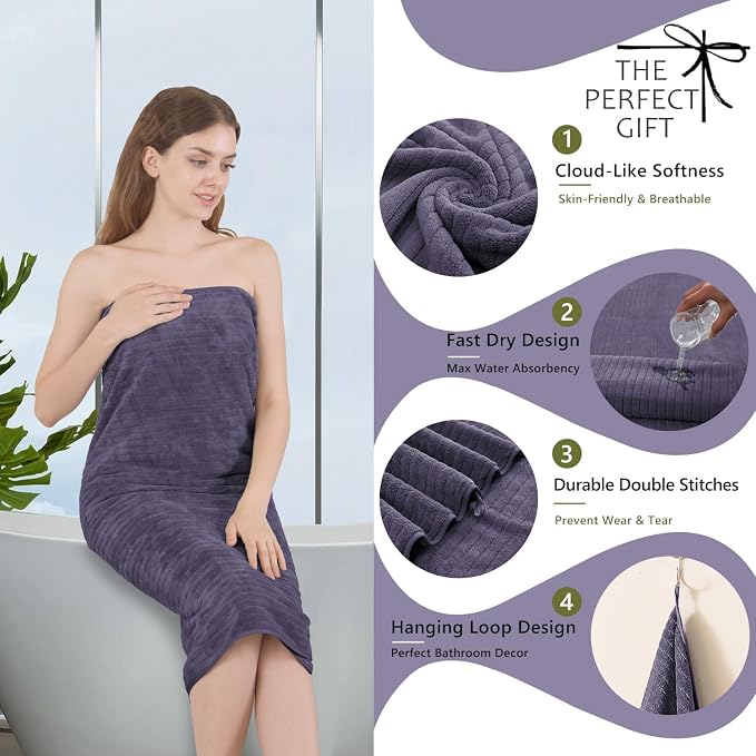 Extra Large Bath Sheet Set of 4,Ultra Soft Fluffy Towel,35”x 70”Oversized Bath Towel Set,Premium Microfiber Bathroom Towel Set Highly Absorbent Quick Dry Shower Towel for Bathroom,Hotel,Spa (Purple) - Image 3