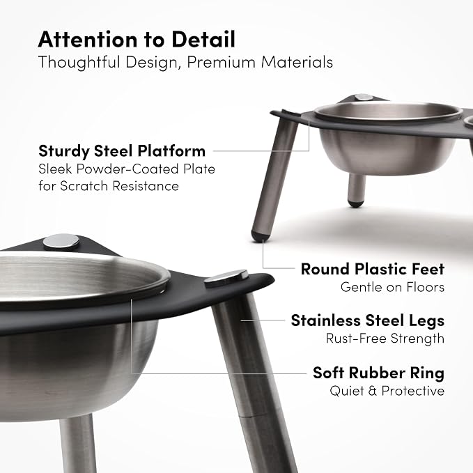 xympo Adjustable Elevated Dog Bowl 56 fl oz Stainless Steel Bowls - Image 4