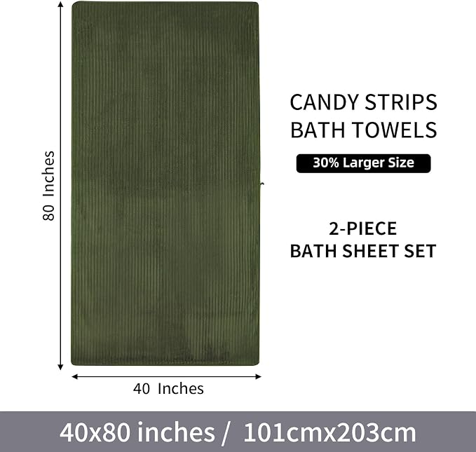 2 Piece Bath Sheets, 40"x80" Bath Towels, Olive Green | Extra-large size, Quick dry, Highly Absorbent, Lint Free，shower towels for bathroom gym spa，Big and Tall users - Image 8