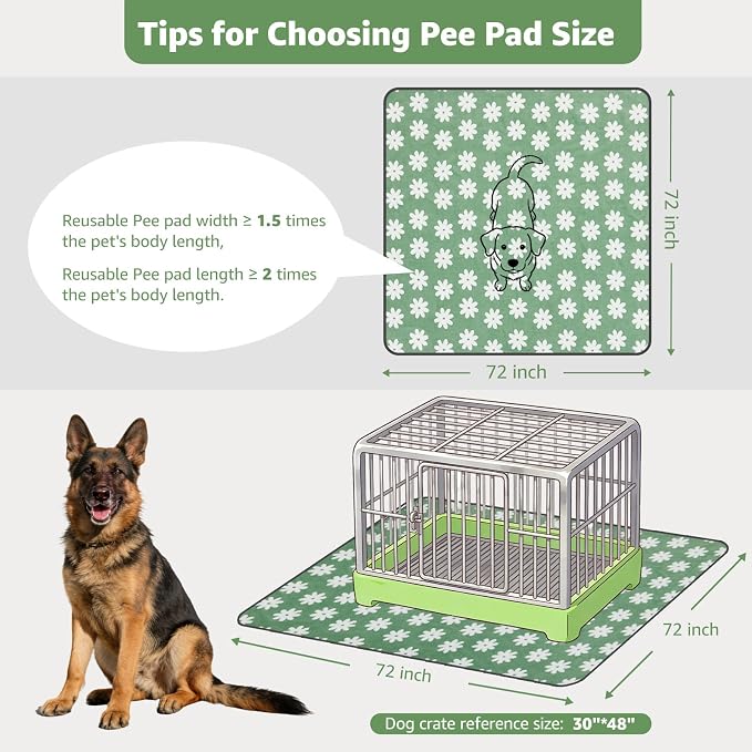 LOOBANI Extra Large Washable Puppy Pads for Incontinence 72"x72",1 Pack | Soft Reusable Dog Playpen Mat, Fast Absorbent, Non Slip, Waterproof And Leakproof For Floor, Crate, Potty Training - Image 2