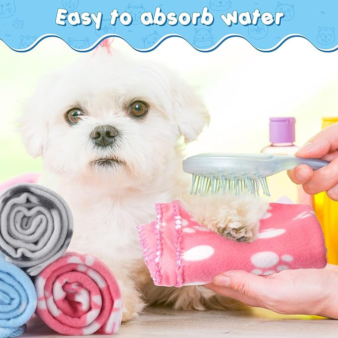 Eccliy 20 Pcs Puppy Blanket Pet Soft Fleece Dog Blankets Warm Felt Throw Sleep Mat Bed Covers for Doggie Puppy Pet Dogs Cat, 20 Styles(39 x 27.6 Inch,Paw) - Image 6