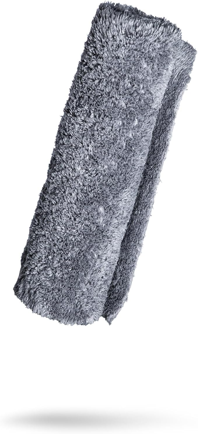Adam's Borderless Grey Microfiber Towel (1pk) - Premium Ultra Soft Car Detailng Towel Cloths, 480gsm - Safe for Car Wash, Home Cleaning & Pet Drying Cloths (16 Inch x 16 Inch) by AdamsPolishes