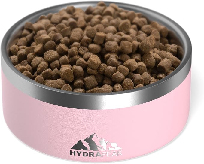 Hydrapeak Dog Bowl; Non Slip Stainless Steel; Water and Food Dish; Large Sized and Small Dogs; 32oz 64oz; Multiple Sizes; 4 Cup | Pink - Image 2