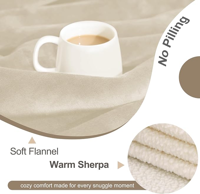 gogobunny Waterproof Bed Blanket, Reversible Sherpa Fleece Throw Blanket for Dog Puppy Cat, Furniture Cover Protects Bed Couch Sofa from Liquid Pee and Pet Fur (Cream, 30x70 inches) - Image 4