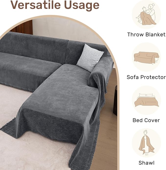 2 Pieces Sectional Couch Covers L Shaped Cover XL Dark Gray | Thick Washable Fabric for L Shaped Sectional Sofa, Anti-Pet Hair, Stain & Wear Resistant, Easy Care & Installation - Image 6