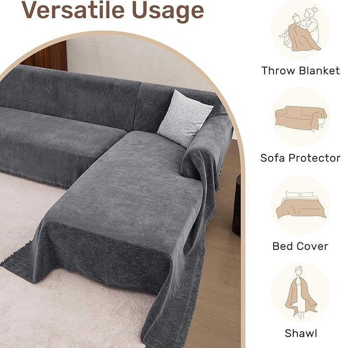 2 Pieces Sectional Couch Covers L Shaped Cover L Dark Gray | Thick Washable Fabric for L Shaped Sectional Sofa, Anti-Pet Hair, Stain & Wear Resistant, Easy Care & Installation - Image 6