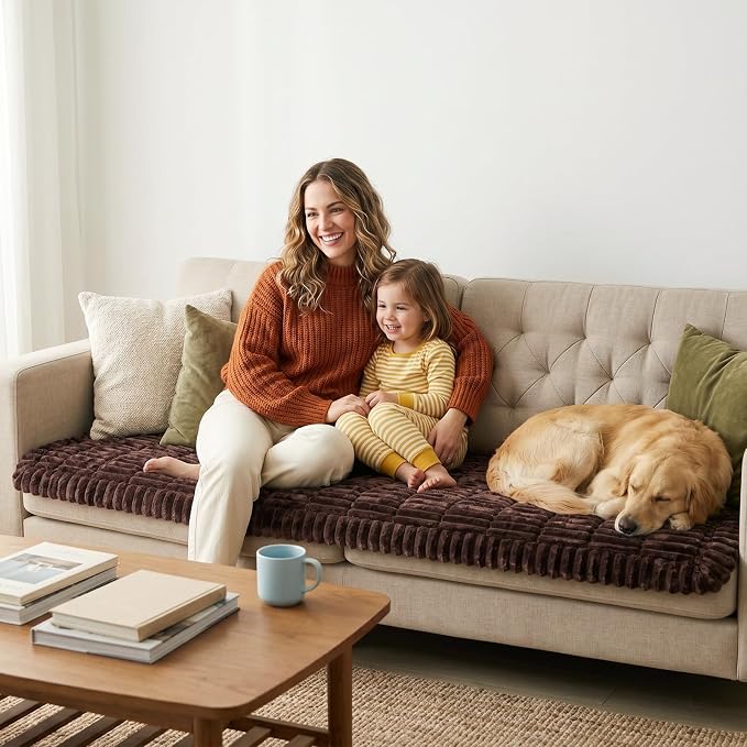 Fixwal Waterproof Flannel Dog Couch Cover, 27.6" x 82.7", Dark Brown | Integrated TPU Barrier, Non-Slip Backing, Machine Washable, Pet Friendly, Easy Clean Pet Hair, Soft Sofa Cushion Protector - Image 9
