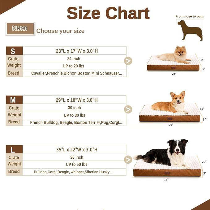 Orthopedic Dog Bed for Small Breeds, Firm Egg Crate Foam, Non-Slip Bottom | Machine Washable Cover, Short Plush Faux Fur Top, Pet Beds for Crate, Floor & Car, Up to 25 lbs, Brown, 23"L x 17"W x 3"H - Image 8