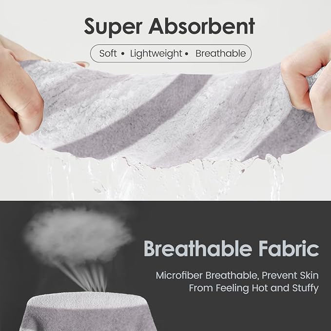 JML Bath Towels, Pack of 4, 30"x60", Large Microfiber Towel Set, Ultra Soft, Super Absorbent, Fast Drying, Perfect for Suana, Shower, Pool, Sport, Travel, Fitness, SPA,Yoga, Cabana Stripe Grey - Image 4