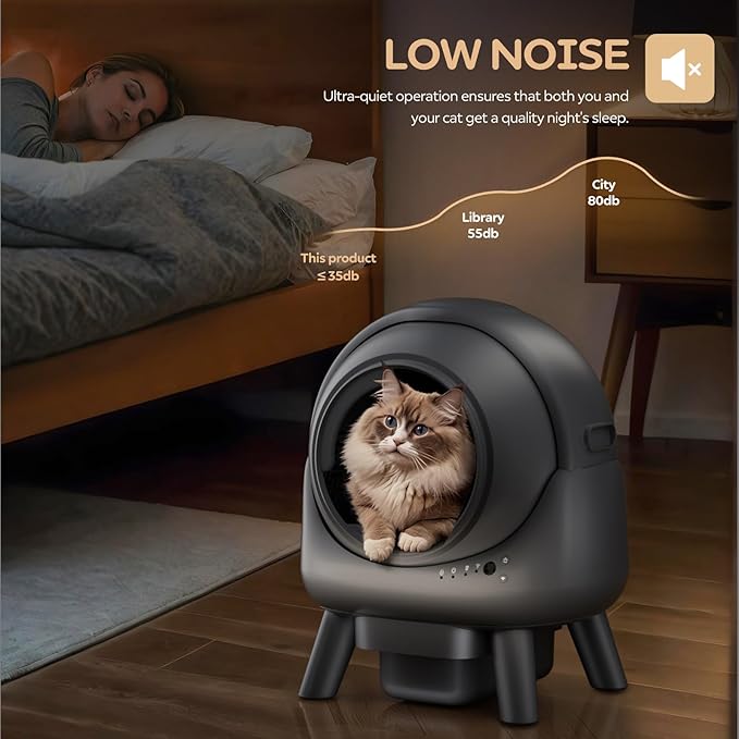 Automatic Litter Box, Self Cleaning Litter Box for Multiple Cats, Smart APP Control & Dual Safety Sensors, 15-Day Large Capacity Waste Bin, Odor Control, Includes Trash Bags,Gray - Image 5