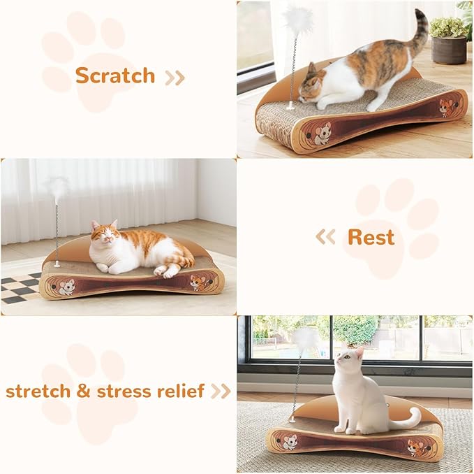 COZIWOW Cat Scratcher Lounge, Cat Scratching Board, Cardboard Lounge Bed, Durable Cat Scratching Pad Furniture Protector for Indoor Cats Kittens (Colorful) - Image 3