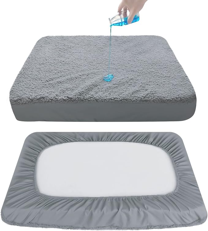 Dog Bed Covers 2 Pack Soft Plush Replacement Washable, Waterproof Pet Mattress Bed Liner Grey 30x20 Inches, for Dog/Cat, Cover Only - Image 4