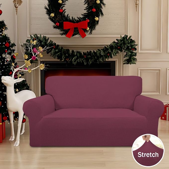 Easy-Going Stretch Loveseat Couch Covers Washable ASH Rose | 1-Piece Loveseat Covers for 2 Cushion Couch Furniture Protector RV Sofa Slipcover Soft with Bottom for Kids Pets - Image 2