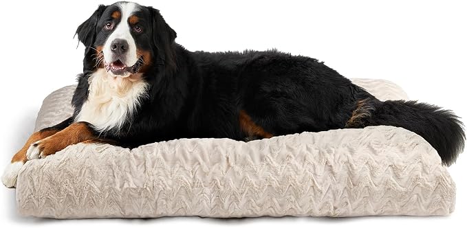 EHEYCIGA XXL Washable Dog Bed for Crate 47x29 Inch, Kennel Pad for Extra Large Dogs Up to 100 lbs, Plush and Comfy Pet Sleeping Mat, Beige by EHEYCIGA