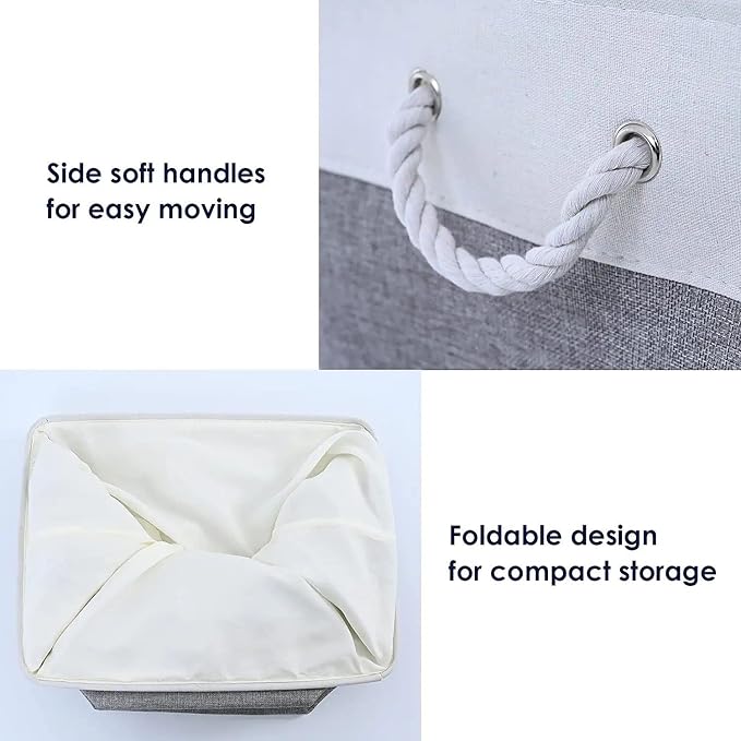 TcaFmac Small Storage Baskets for Shelf 6 Pack Canvas Storage Basket with Handles Fabric Storage Basket for Organizing Storage Bin (White and Grey, 12x8x5") - Image 6