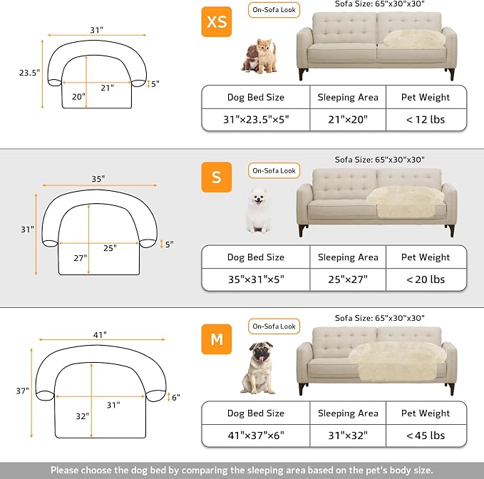 Calming Dog Bed Fluffy Plush Dog Mat for Furniture Protector with Removable Washable Cover for Large Medium Small Dogs and Cats (Small(35x31x5),Beige) - Image 5