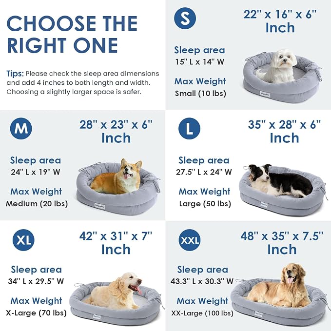 Orthopedic Dog Bed for Large Dogs, Pet Sofa, Large, Light Gray | Orthopedic egg crate foam, 4-sided bolster support, anti-slip bottom, pet sofa bed for large dogs - Image 5