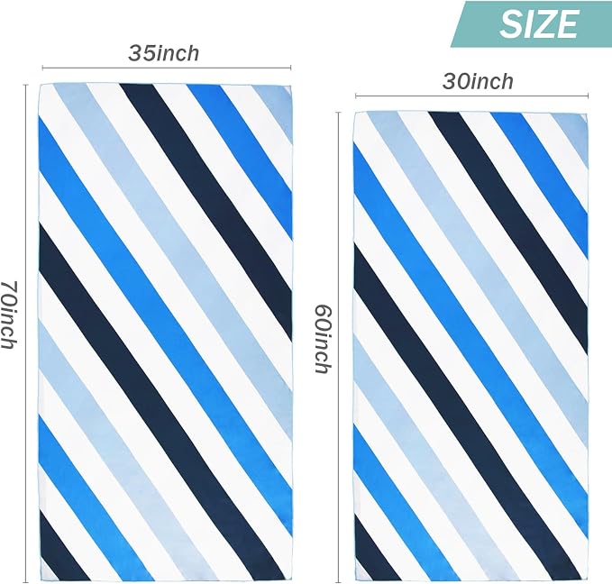 Whale Flotilla 6 Pack Quick Dry Beach Towels Oversized (35"x70"), Microfiber Sand-Free Beach Towel Set, Extra Large Compact Pool Towel, Navy/Passion/Green/Orange/Pink/Blue - Image 7