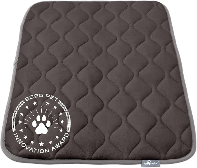 Paw Inspired Washable Padded Crate Mats for Dogs, Gray, 35x22 Inch | Fits 36-inch Kennels, Leakproof, Waterproof Bottom, Plush Dog Pad, Pet Bed by HOME