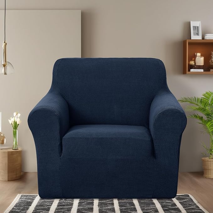 U-NICE HOME Stretch Recliner Chair Cover Armchair Slipcover, Navy | Furniture Protector, 1-Piece Chair cover, Washable, Pet friendly, Polyester Spandex Jacquard fabric - Image 2