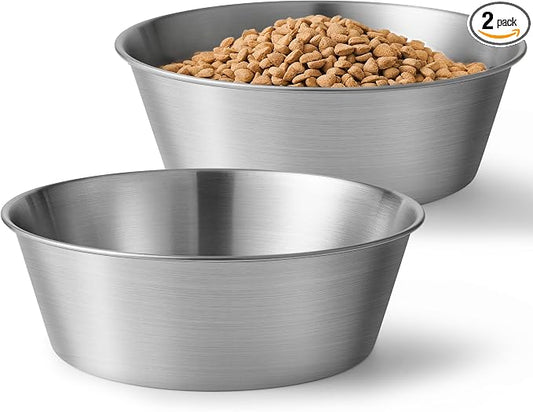 Heavy-Duty Stainless Steel Dog Bowl - Food Grade 304, Rustproof & BPA Free - Easy to Clean, Dishwasher Safe -Medium (48oz, 6 Cups) for Dogs 40-80lbs by Wellbro