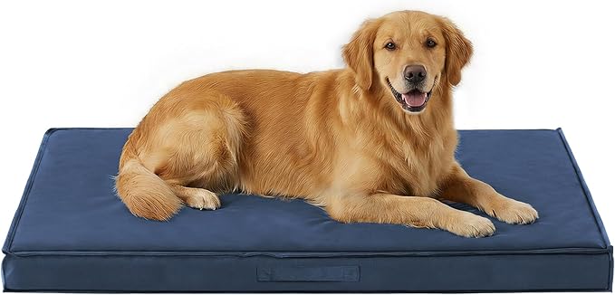 Outdoor Dog Bed Large Sized Dog, Waterproof Extra Large Dog Bed, 44x32x3.5 Inch, Orthopedic Dog Bed with Removable Washable Cover, Rectangle Egg Crate Foam Pet Bed for Outside, Navy Blue by Aeroluxe