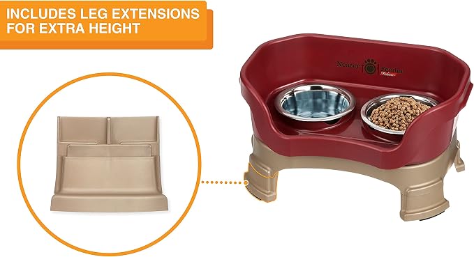 Neater Feeder Deluxe Mess-Proof Elevated Dog Bowls for Small Dogs (Up to 19 lbs), 2 Height Adjustable (6” & 7.5”) No-Spill Raised Dog Bowl Stand, Stainless Steel Food Bowl Set, Made in USA, Cranberry - Image 6