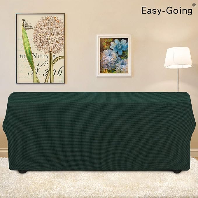 Easy-Going Stretch Couch Covers for Sofa Washable Large Dark Green | 1-Piece Sofa Covers for 3 Cushion Couch Furniture Protector Couch Slipcover Soft with Bottom for Kids Pets - Image 4
