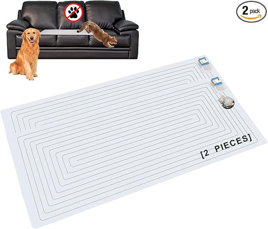 SEERWAY 2-Pieces Pet Shock Mat with Tester for Dogs & Cats - Keep Off Couch, Bed, Kitchen Counter, 3 Training Modes Waterproof Electronic Deterrent Mat by SEERWAY