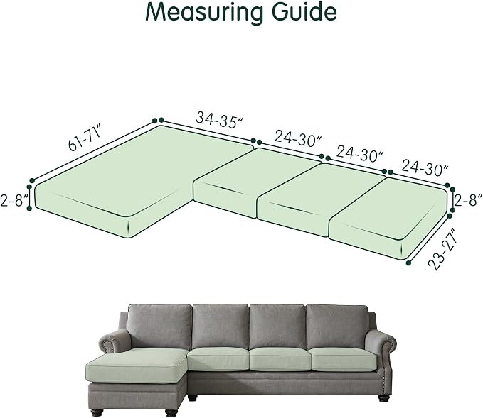 CHUN YI Velvet Couch Cushion Covers, 4 PC Water Resistant Sectional Couch Covers for L Shape Sofa, Individual Seat Cushion Protector for Pets (3 Seater + 1 Chaise, Camel) - Image 3
