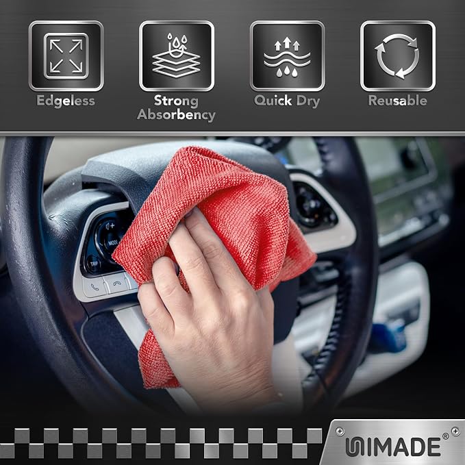 UNIMADE Shop Towels, 400 Pack Commercial Grade Work Rags Microfiber Towels | for Cars Cleaning Rag Bulk Detailing Cloth for Automotive Bar Mechanic Restaurant Garage Housekeeping, 11.5"x 11.5", Red - Image 7