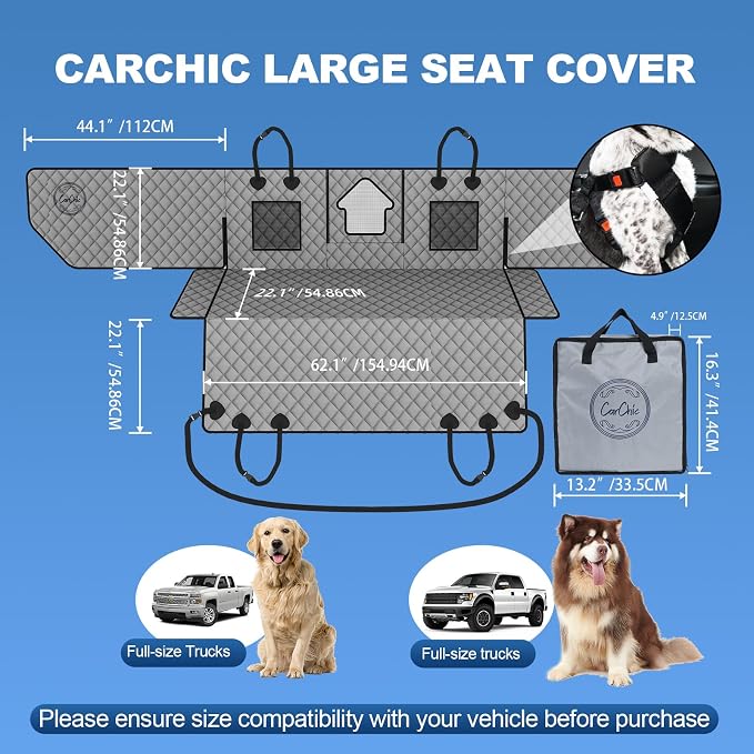 Dog Car Seat Cover for Back Seat - Waterproof Pet Hammock with Embedded Insert Door Protectors (Large for Full-Size Trucks, Large SUvs) - Image 6
