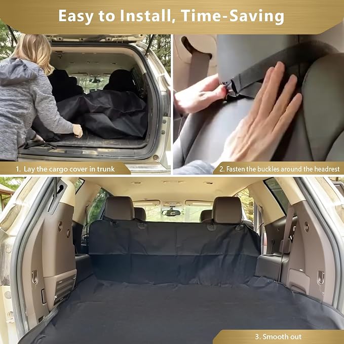 F-color SUV Cargo Liner for Dogs - Heavy Duty Cargo Cover for Mid-Size SUVs | Water Resistant, Bumper Flap, Non-Slip Mat, Car Trunk Dog Car Seat Cover Prevents Scratches Pet Hair Mud Dirt for Sedans Vans - Image 9