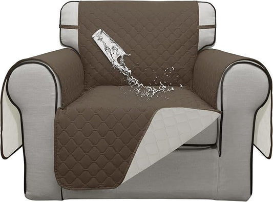 ISSUNTEX Double Protection 100% Waterproof Chair Sofa Cover for Living Room, Reversible Furniture Protector for Dogs, Pets, Kids (Chair, Camel/Ivory) by ISSUNTEX