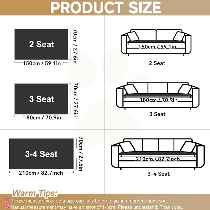 OTOB All Season Couch Cover for Dogs Washable, Geometric Jacquard Non Slip Soft Fuzzy Pet Couch Covers for 3 Cushion Couch, Cozy Plush Sofa Slipcovers Protector Dog Mat (Dark Gray, 27.6" x 82.7") - Image 8