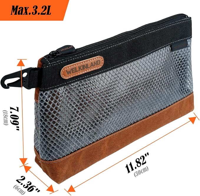 WELKINLAND 12-Inch Waxed Canvas Tool Pouches, 4PCS-Set Clear Tool Pouch, Canvas Tool bags, Durable Small Tool Bag Organizer, Tool Pouches With Zipper, Clear Tool Bag With Zip - Image 6