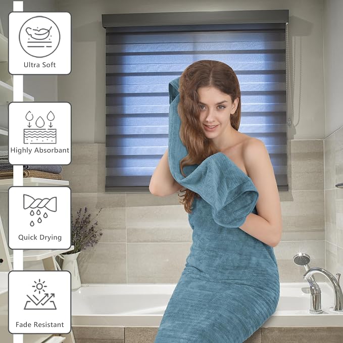 Extra Large Bath Sheet Set of 4,Ultra Soft Fluffy Towel,35”x 70”Oversized Bath Towel Set,Premium Microfiber Bathroom Towel Set Highly Absorbent Quick Dry Shower Towel for Bathroom,Hotel,Spa(Turquoise) - Image 4