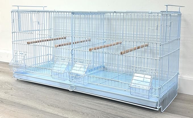 Large White Stackable Breeder Bird Flight Cage Side Breeding Nest Box Door with Center Removable Divider (White, 30"x11"x15"H Lot-4) - Image 7