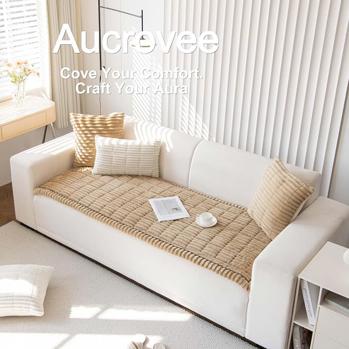 Couch Cover for Dogs Washable, Non Slip Sofa Covers for Pets 3 Cushion Couch Sofa, Sectional Slipcover Furniture Protector (1 PCS 27.5"x94" Khaki) - Image 3