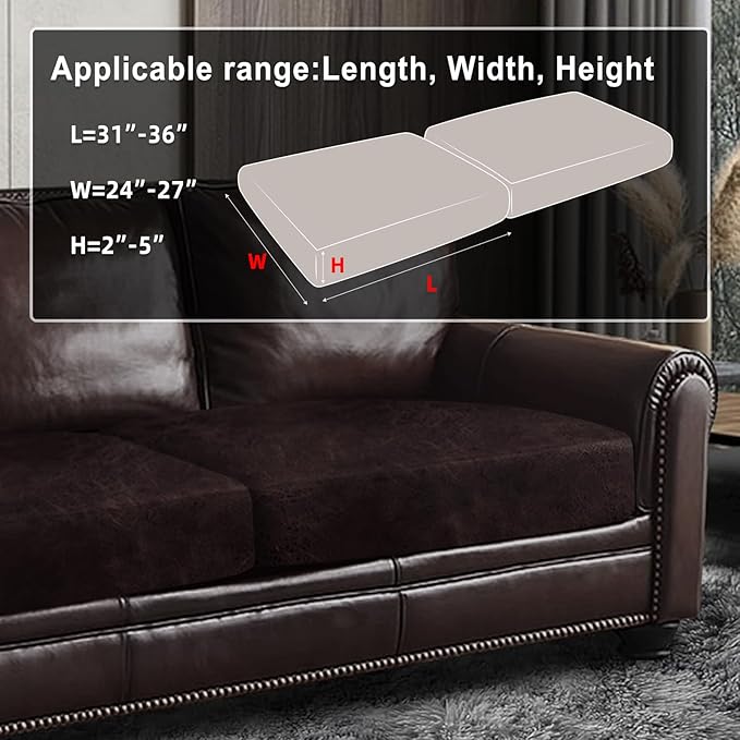 ANARACHON Leather Look Couch Cushion Covers Sofa Seat Slipcovers Sets Couches Furniture Protector for Sectional Armchair Loveseat Pets Kids Stretch Spandex Fabric (2 Cushion Sofa, Chocolate) - Image 3