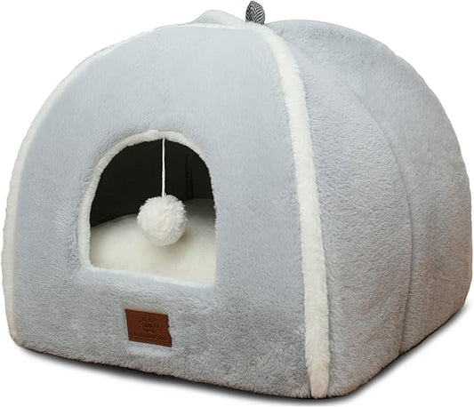 Cat Bed for Indoor Cats - Cat Cave Bed Cat House Cat Tent with Removable Washable Cushioned Pillow, Soft and Self Warming Kitten beds,Cat Beds & Furniture,for Small and Medium Pet Bed. by WINDRACING