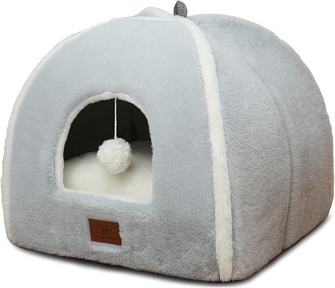 Cat Bed for Indoor Cats - Cat Cave Bed Cat House Cat Tent with Removable Washable Cushioned Pillow, Soft and Self Warming Kitten beds,Cat Beds & Furniture,for Small and Medium Pet Bed. by WINDRACING