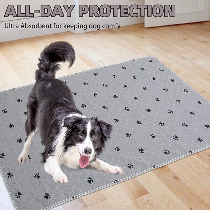 PUPTECK Washable Pee Pads for Dogs Dog Training Pads 2 Pack Grey 48x60 in | Reusable Puppy Potty Training Pads Whelping Mat Pet Food Feeding Mat Leakproof Fast Absorption Non-Slip for Couch, Crate - Image 8